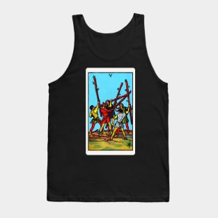 Card #26 - Five Of Wands - Rider Waite Smith Tarot Tank Top